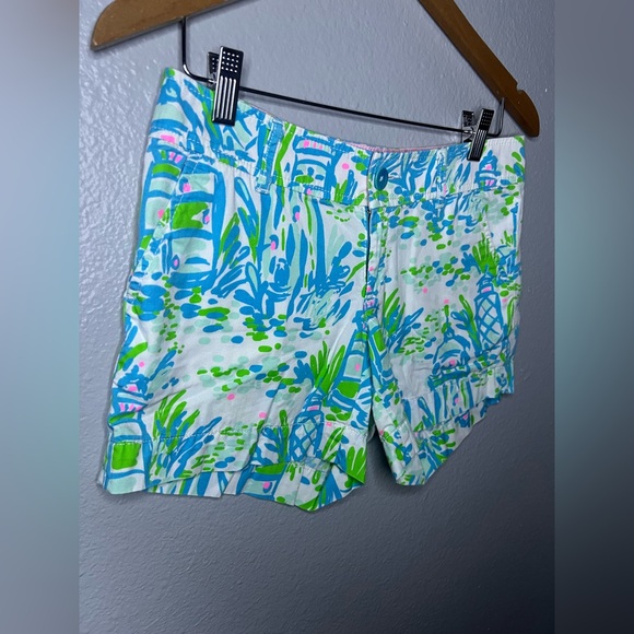 Lilly Pulitzer Callahan Shorts | Size 2 | Blue Green Pink Print - Picture 3 of 10